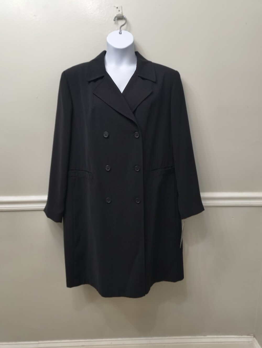 Galaxy Woman Black Double-Breasted Md-lenght Coat Plus 2X Classic Casual Office